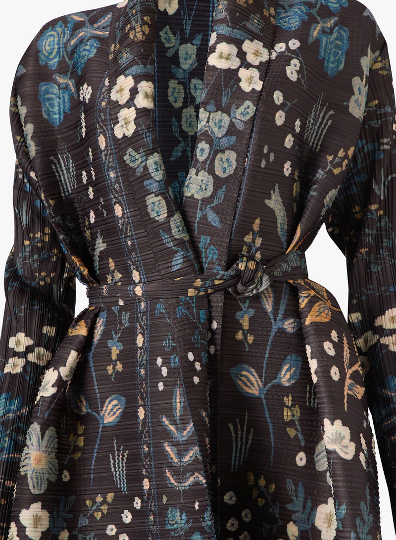 Khizana Textured Abaya With Print - Image 3