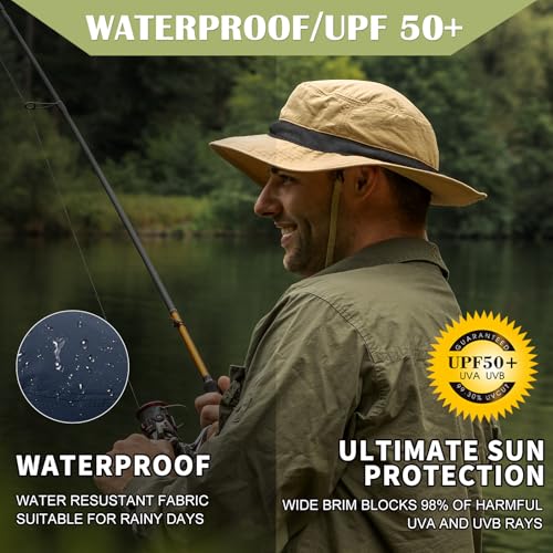 TOPEX Mens Wide Brim Mesh Sun Hat XL XXL SPF UV Boonie Bucket Summer Golf Hiking Safari Fishing Extra Large Size 8 24" Dark Grey - Image 5