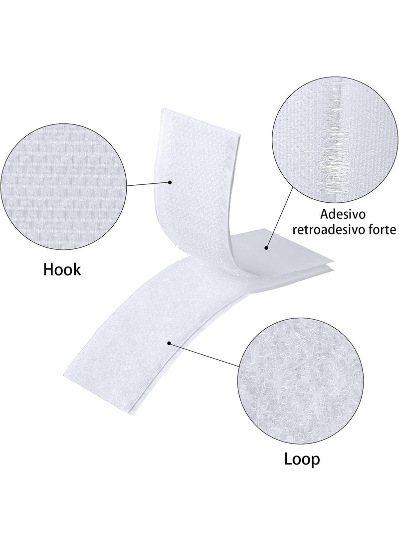 NIIMBOT 20 Sets Hook and Loop Strips with Adhesive - 3x10 cm - Strong Back Adhesive Fasteners Tape for Home or Office Use Replaces Holes and Screws, White - Image 3