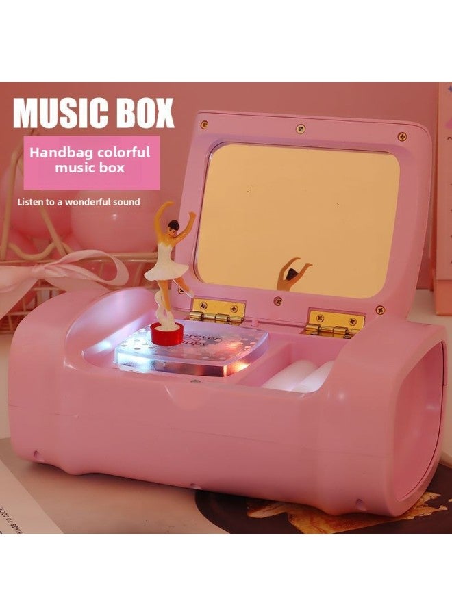 Colorful Lighting Handbag Jewelry Storage Music Box Dancing Girl Birthday Gift Children's Day Gift Music Box-Color:777A (green Bear With Light)-Dimensions:18x15.5x14.5cm - Image 3