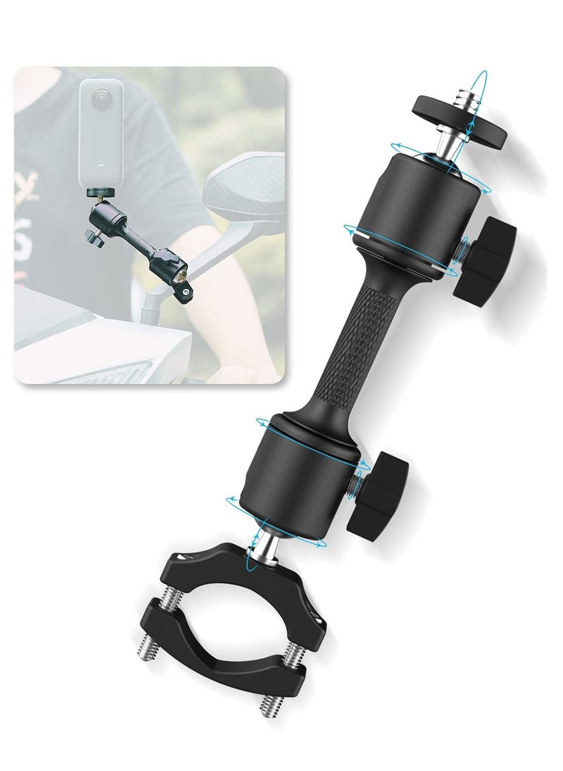 KASTWAVE حامل كاميرا دراجة نارية 360 درجة، دعامة تثبيت على المقود 1/4 حامل معدني متوافق مع GoPro Hero 11/10/ 9/8/7/6/5 أسود، DJI Osmo Action 3/2، Insta360 One X2، Camppark/AKASO والمزيد  - Image 1