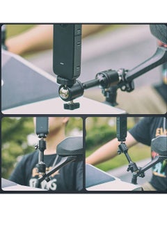 KASTWAVE حامل كاميرا دراجة نارية 360 درجة، دعامة تثبيت على المقود 1/4 حامل معدني متوافق مع GoPro Hero 11/10/ 9/8/7/6/5 أسود، DJI Osmo Action 3/2، Insta360 One X2، Camppark/AKASO والمزيد  - Image 3