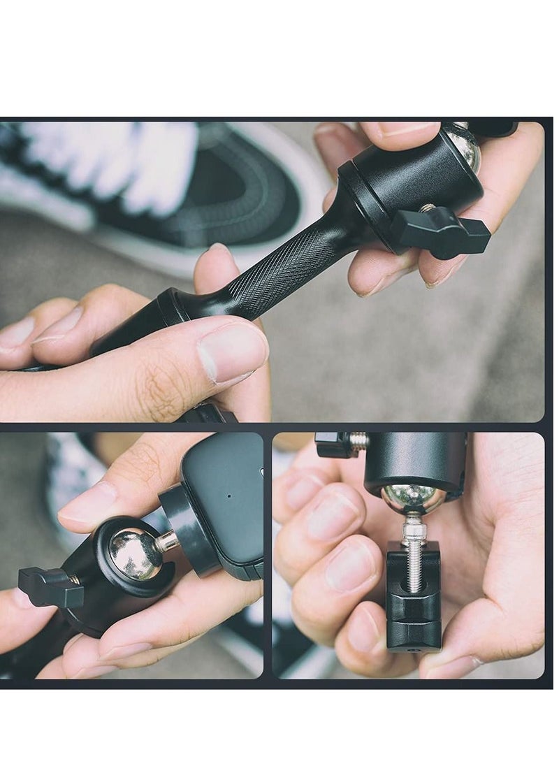 KASTWAVE حامل كاميرا دراجة نارية 360 درجة، دعامة تثبيت على المقود 1/4 حامل معدني متوافق مع GoPro Hero 11/10/ 9/8/7/6/5 أسود، DJI Osmo Action 3/2، Insta360 One X2، Camppark/AKASO والمزيد  - Image 2