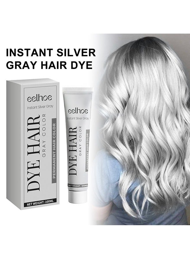 EELHOE Dye Hair -Hair Dye Light Gray Silver Color Cream,Gray Silver Color Cream,Grey Permanent Hair Dye,Silver Gray Natural Hair Color Cream,Silver Hair Dye - Image 1