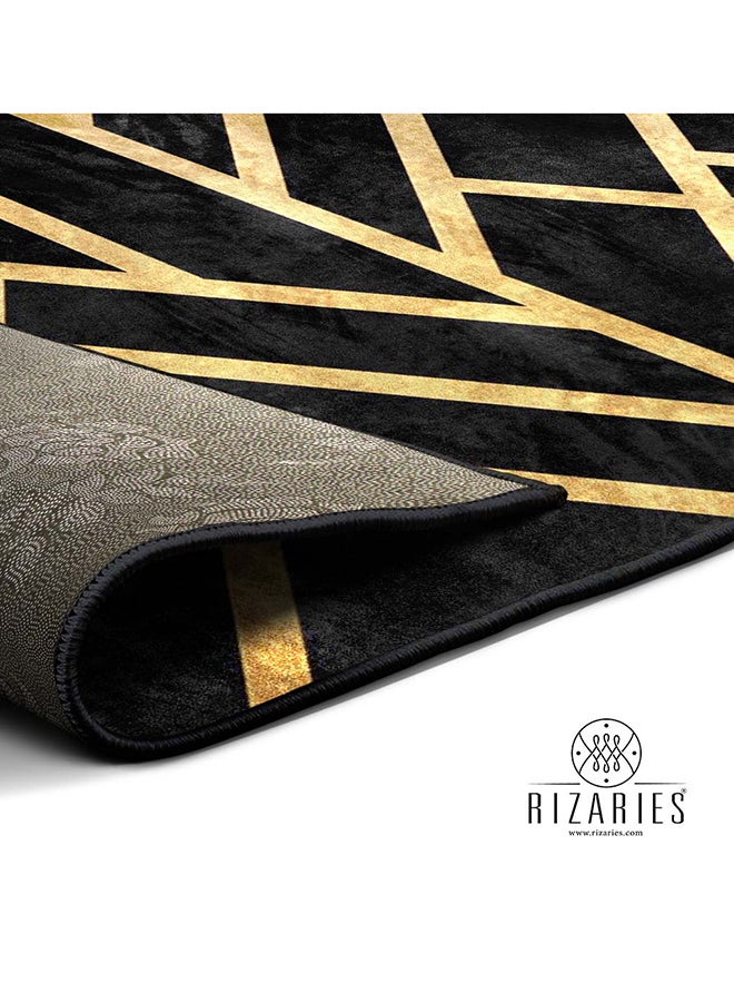 RIZARIES Black Art Deco Centerpiece Rug, Fabric, Rectangle - Image 3