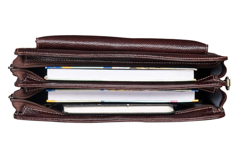 BRAND LEATHER Mens Genuine Leather Toiletry Bag Cash Pouch/Money Carrying Pouch/Handbags/Cheque Bookmultipurpose Travel Pouch (Brown) - Image 5