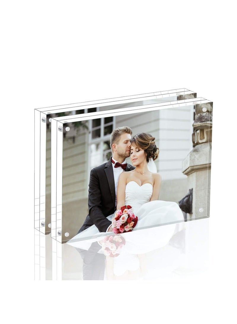 Magicool Magicool Premium Acrylic Photo Frame Magnet Photo Frame Double Sied Thick Desktop Frames 4x6 2 pack 