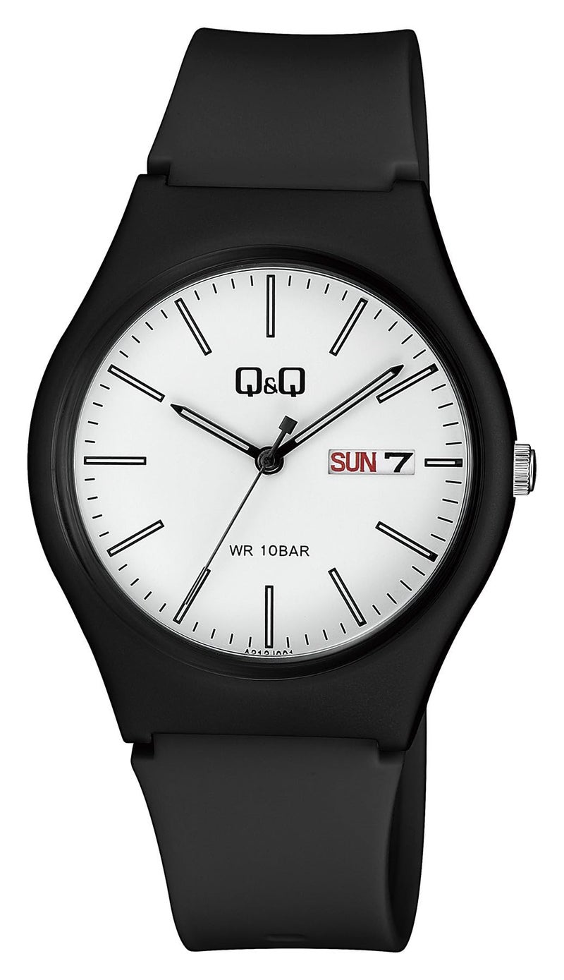 Q&Q Men’s Fibre Strap Analog Watch with Day & Date Display – 100 Meters Water Resistant, Lightweight Sports Casual Wristwatch - A212J001Y - Image 1