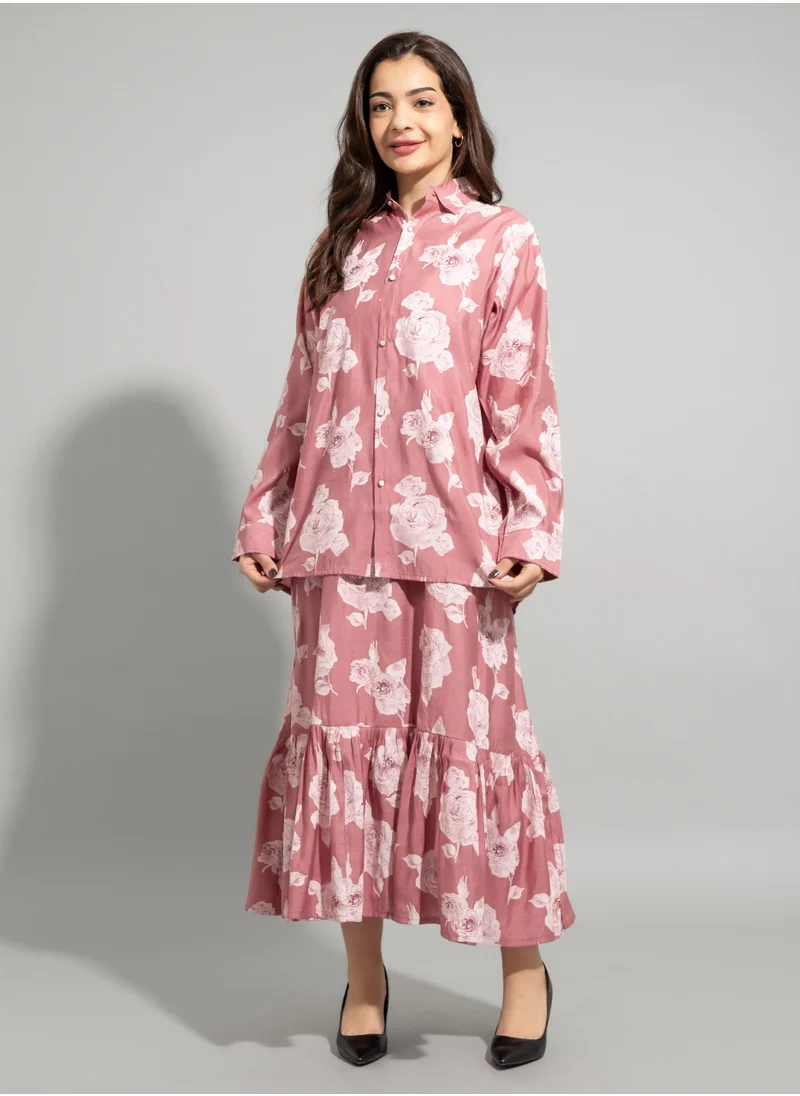 IKKXA Two-Piece Floral Dress Set IN8965 Pink