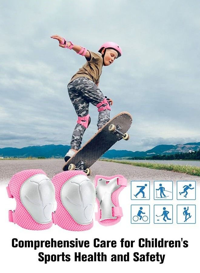 Hanayo 7 Pcs Kids Protective Gear Set Kids Helmet Pad Set Adjustable Kids Bike Helmet Toddler Helmets for Girls Boys Safety Protection Gear for Outdoor Sports(Pink) - Image 2