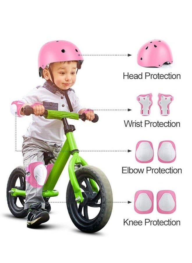 Hanayo 7 Pcs Kids Protective Gear Set Kids Helmet Pad Set Adjustable Kids Bike Helmet Toddler Helmets for Girls Boys Safety Protection Gear for Outdoor Sports(Pink) - Image 3