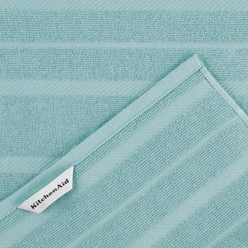 KitchenAid Albany Kitchen Towel 4-Pack Set, Mineral Water Aqua/White, 16"x26" - Image 4