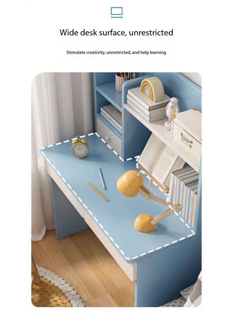 Kids Study Desk, Student Desk, Student Writing Desk, Multi-functional Kids Study Desk, Home Office Desk, Laptop Desk with Multi-tier Bookshelf and Storage Drawer, for Boys and Girls（YN118) - Image 3