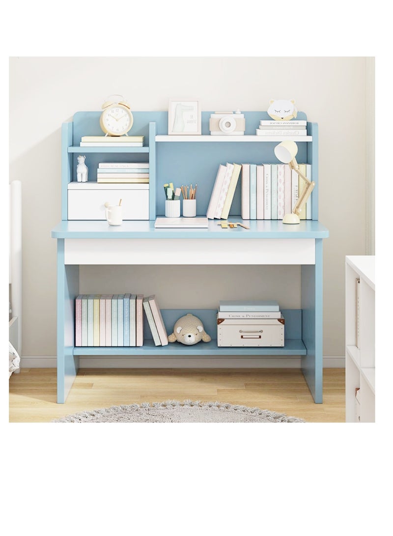 Kids Study Desk, Student Desk, Student Writing Desk, Multi-functional Kids Study Desk, Home Office Desk, Laptop Desk with Multi-tier Bookshelf and Storage Drawer, for Boys and Girls（YN118) - Image 1