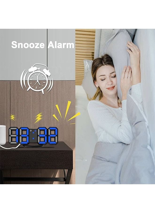 PADOM - Padom 3D LED Digital Clock Glowing Night Mode Brightness Adjustable Electronic Table Clock 24 Or 12 Hour Display Alarm Clock Wall Hanging - Image 1