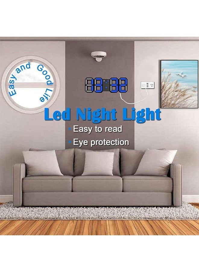 PADOM - Padom 3D LED Digital Clock Glowing Night Mode Brightness Adjustable Electronic Table Clock 24 Or 12 Hour Display Alarm Clock Wall Hanging - Image 1
