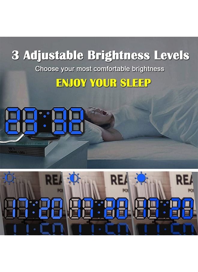 PADOM - Padom 3D LED Digital Clock Glowing Night Mode Brightness Adjustable Electronic Table Clock 24 Or 12 Hour Display Alarm Clock Wall Hanging - Image 1