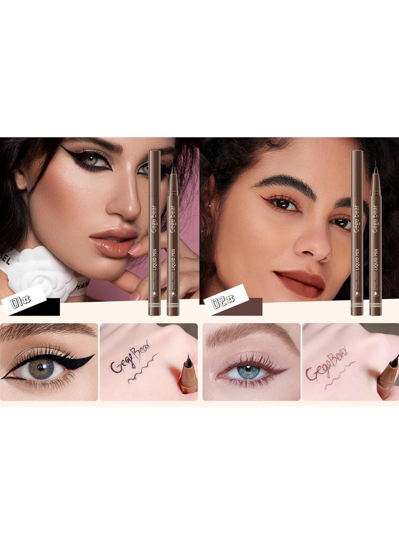Gege Bear Fine Tracing Quick Eyeliner Liquid Pen | Waterproof Smudge Proof Eye Makeup | 4 Color Brown Black Eye liner | Fine Tip Precision Application | Long Lasting Color Eyeliner Set | Quick Dry Formula | Eye Makeup for Teens Girls Gen Z (04#Dark Brown, 1ml) - Image 4