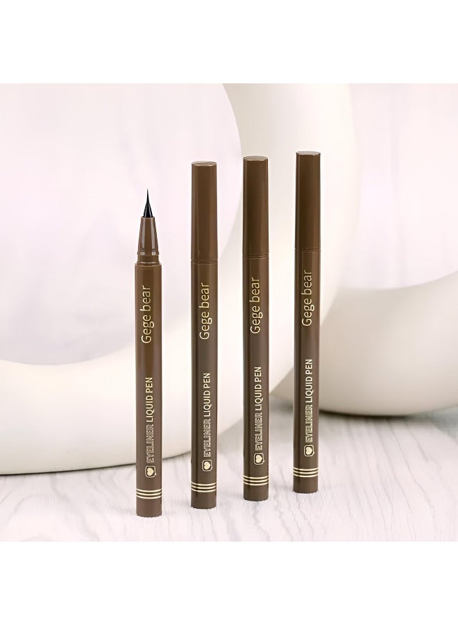 Gege Bear Fine Tracing Quick Eyeliner Liquid Pen | Waterproof Smudge Proof Eye Makeup | 4 Color Brown Black Eye liner | Fine Tip Precision Application | Long Lasting Color Eyeliner Set | Quick Dry Formula | Eye Makeup for Teens Girls Gen Z (04#Dark Brown, 1ml) - Image 1
