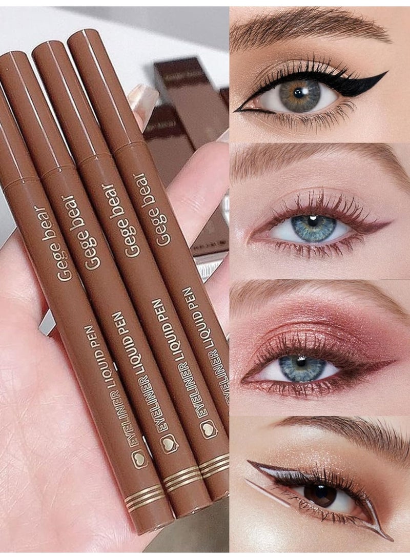 Gege Bear Fine Tracing Quick Eyeliner Liquid Pen | Waterproof Smudge Proof Eye Makeup | 4 Color Brown Black Eye liner | Fine Tip Precision Application | Long Lasting Color Eyeliner Set | Quick Dry Formula | Eye Makeup for Teens Girls Gen Z (04#Dark Brown, 1ml) - Image 2
