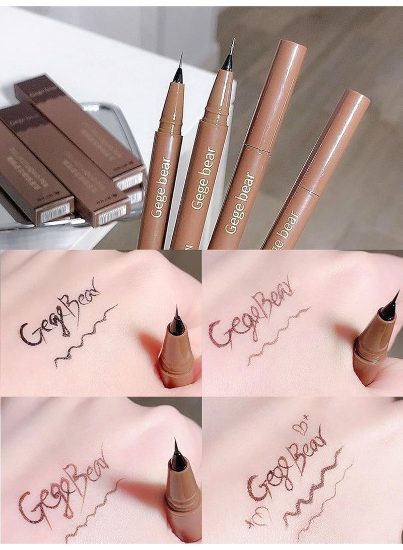 Gege Bear Fine Tracing Quick Eyeliner Liquid Pen | Waterproof Smudge Proof Eye Makeup | 4 Color Brown Black Eye liner | Fine Tip Precision Application | Long Lasting Color Eyeliner Set | Quick Dry Formula | Eye Makeup for Teens Girls Gen Z (04#Dark Brown, 1ml) - Image 3