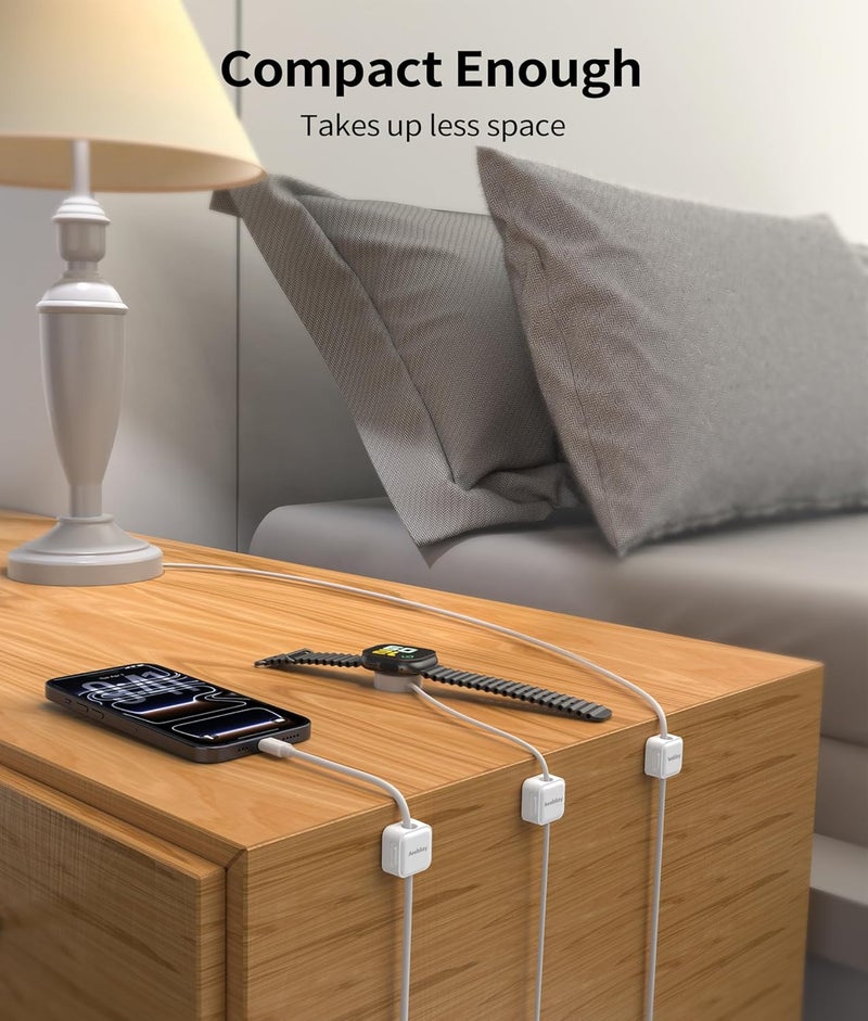 Aeebliay 9 Pack Magnetic Cable Clips Cord Holder, Desk Cable Management Accessories, Adhesive USB Wire Holder Keeper Organizer for Home Office Desk Phone Car Wall Desktop Nightstand - White - Image 3