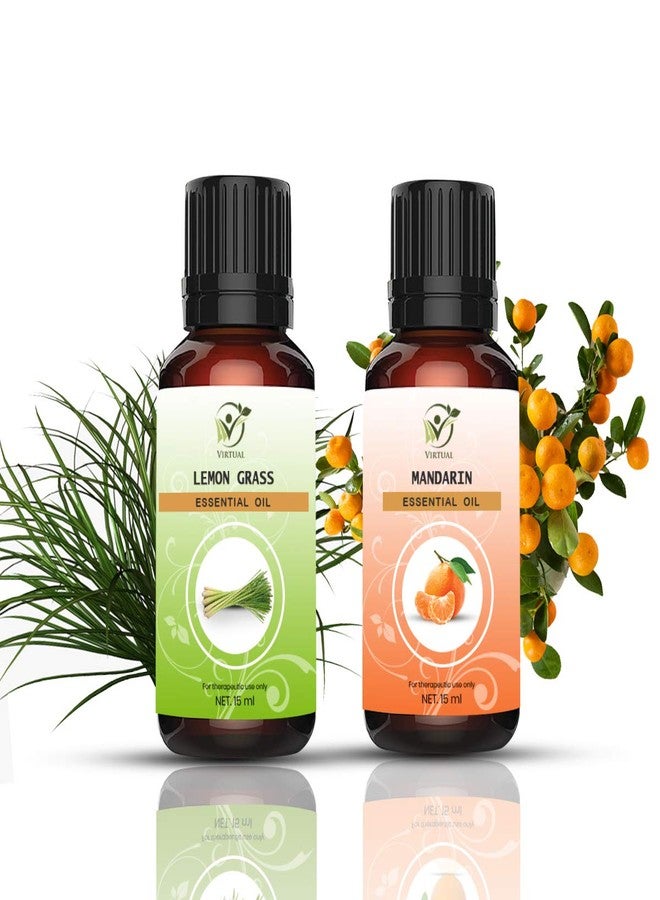 افتراضي عبوة افتراضية من 2 زيت عطري من عشبة الليمون واليوسفي، زيت طبيعي 100% ودرجة علاجية للعناية بالشعر والبشرة (15 مل لكل عبوة) - Image 1