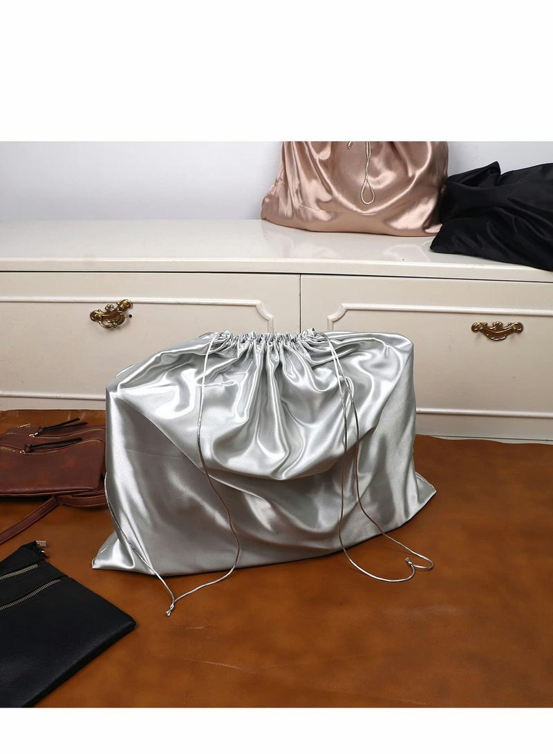 Excefore أكياس تخزين غطاء الغبار، قطعتان من حقيبة السفر الحريرية المقاومة للغبار، حقائب لحقائب اليد والمحافظ وكتب الجيب والأحذية، فضي (60 × 50 سم) - Image 4