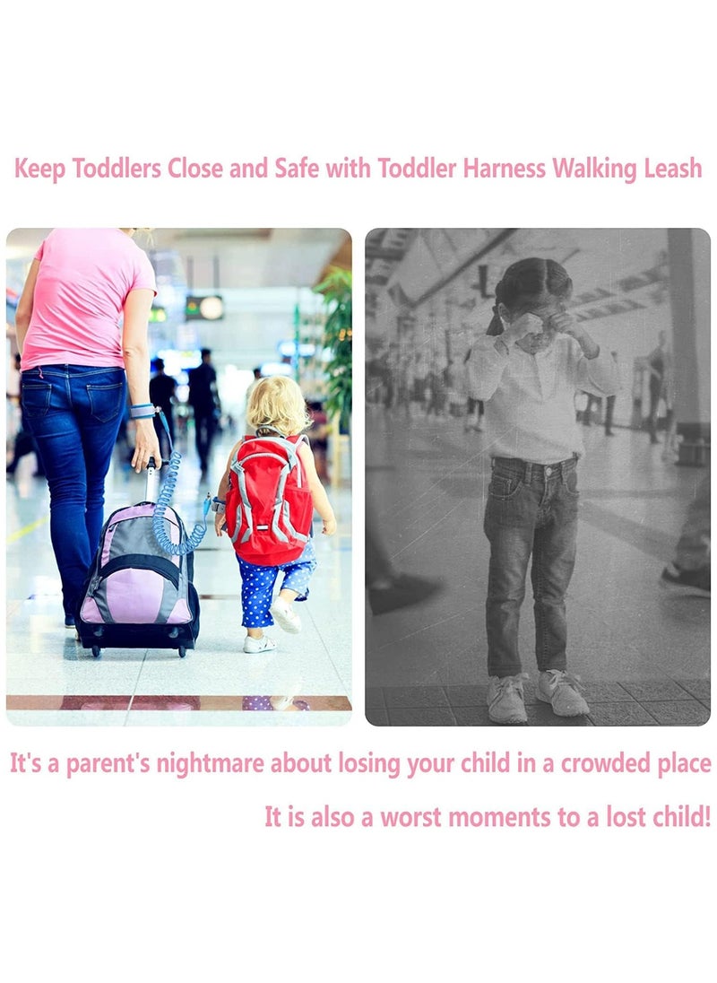 NNEWVANTE Toddler Safety Harness Walking Leash,Anti Lost Wrist Link,Child Leash Secure Harness with Key Lock,Safety Wrist Leash for Kids Baby Boys and Girls 5 feet(Pink)  - Image 2