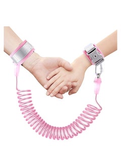NNEWVANTE Toddler Safety Harness Walking Leash,Anti Lost Wrist Link,Child Leash Secure Harness with Key Lock,Safety Wrist Leash for Kids Baby Boys and Girls 5 feet(Pink)  - Image 1