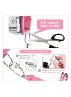 NNEWVANTE Toddler Safety Harness Walking Leash,Anti Lost Wrist Link,Child Leash Secure Harness with Key Lock,Safety Wrist Leash for Kids Baby Boys and Girls 5 feet(Pink)  - Image 3
