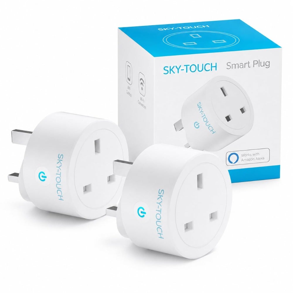 2 PACK WiFi Smart Plug, 16A Smart Outlet Socket for Home Use, White Plastic, Voice Remote Control, Timer Function, No Hub Required
