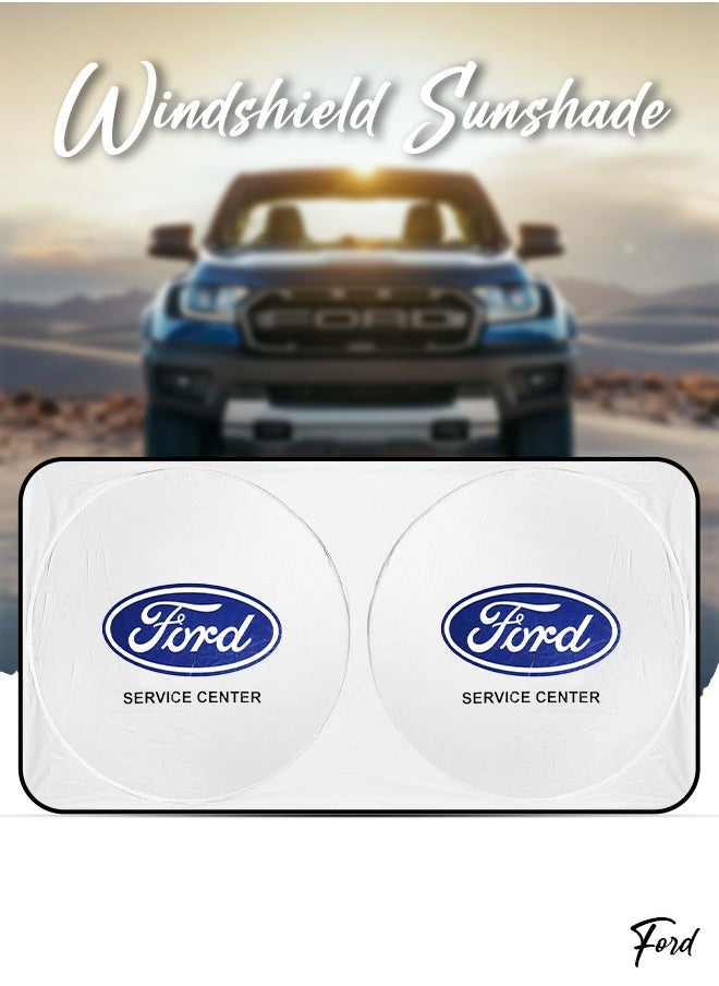 فورد مظلة سيارة FORD لحماية من الأشعة فوق البنفسجية والحرارة، حاجب شمس قابل للطي يحافظ على برودة سيارتك، يحجب الأشعة فوق البنفسجية، واقي شمسي للزجاج الأمامي للسيارة  - Image 2