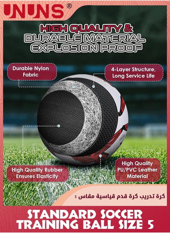 UNUNS Soccer Ball Size 5,Match Soccer Ball,Club League Training Ball,Youth Soccer With Pump,Outdoor Play Game Training Practice Football For Adults Teens Kids,Double Layer Anti-Explosion Football  - Image 3