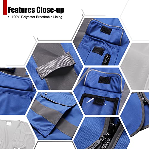 HATAUNKI Class 2 Retro-Reflection Safety Vests 9 Pockets and Front Zipper ANSI/ISEA 107-2015(Blue-3, Medium) - Image 3