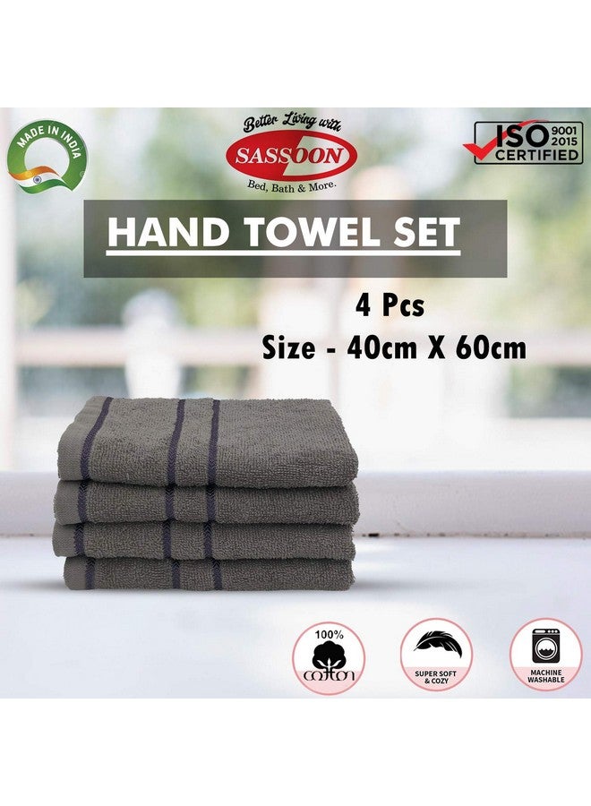 Sassoon Melrose 100% Cotton 4 Piece Hand Towel Set, 380 GSM, Grey (40cmX60cm) - Highly Absorbent, Soft Material, Perfect for Daily Use - Image 3