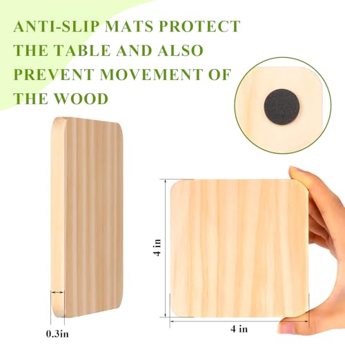 Yangbaga 46Pcs Unfinished Wood Coasters-4" Unfinished Natural Wood Slices for Crafts Round with Non-Slip for Wedding Decoration/Blank Coasters Wood Kit DIY Architectural Models Drawing Painting Wood Engraving - Image 2