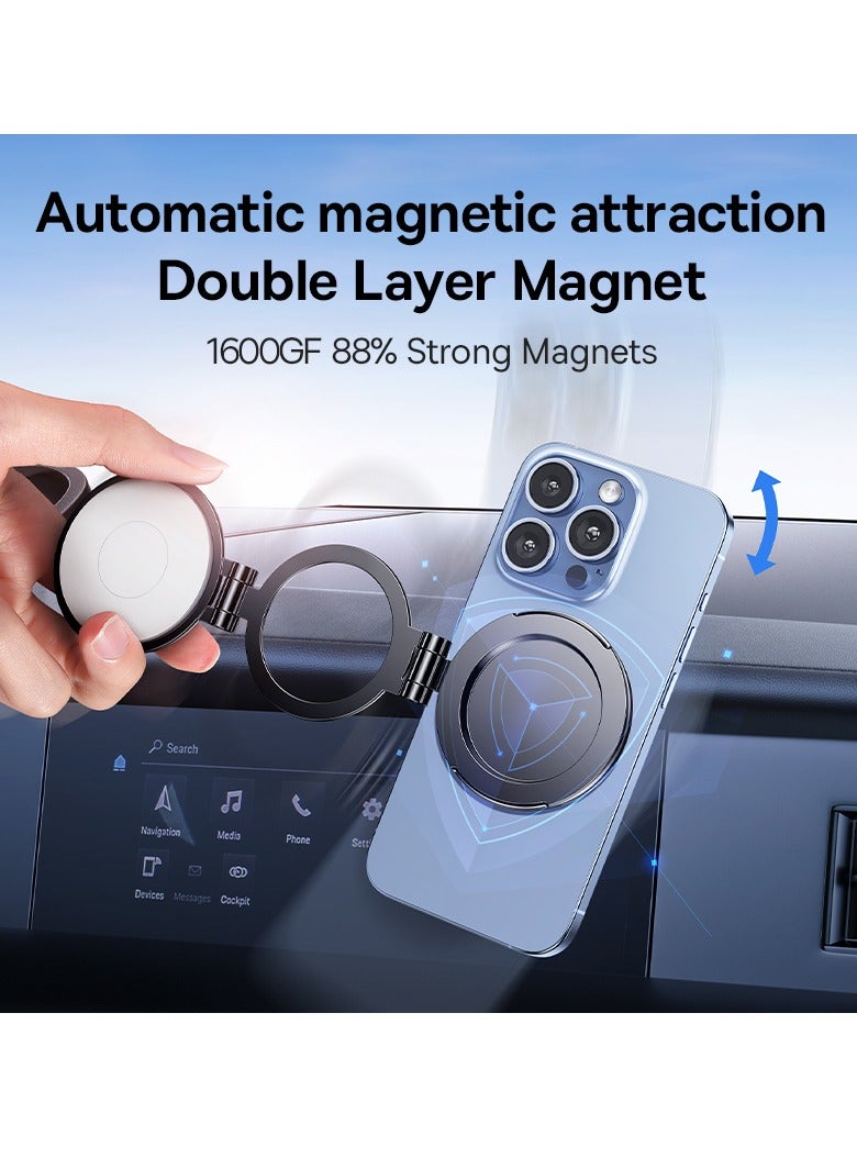 Baseus Magnetic Phone Holder for Car Dashboard and Windshield [18N Double Layer Strong Magnets] Design for Tesla Car, Super Slim and Metal Body Compatible for iPhone 15 14 Pro Max Plus, Samsung S24 S2 and MagSafe Case Black - Image 3