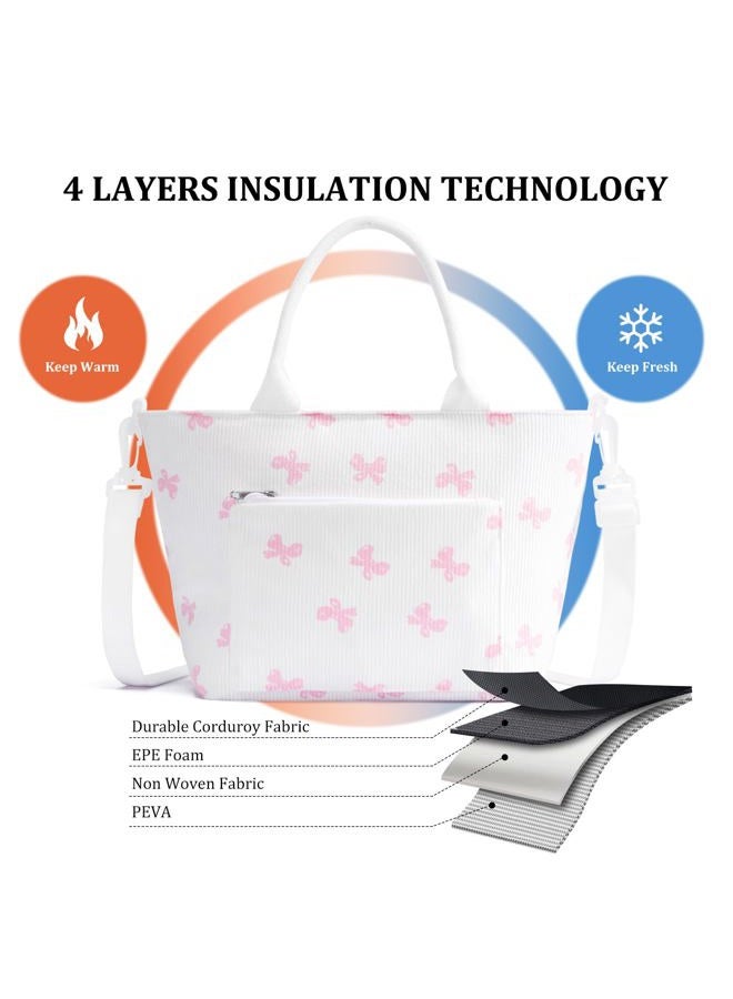 MEXS Lunch Bag for Women Adult Large Insulated Lunch Box Girl Cute Corduroy Lunch Tote Bags Reusable Leakproof Cooler Work Picnic - Image 3