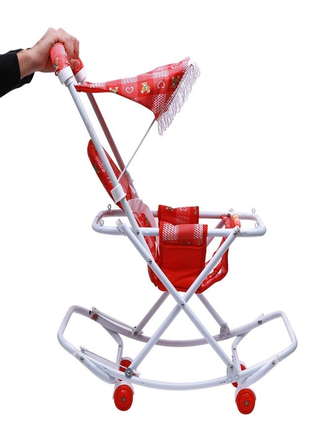 Maanit Baby Stroller Cum Swing for Newborn Baby 0-3 Years Old Kids (Red) - Image 1