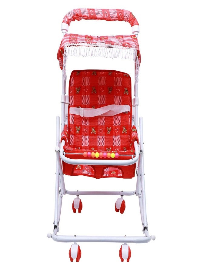 Maanit Baby Stroller Cum Swing for Newborn Baby 0-3 Years Old Kids (Red) - Image 3