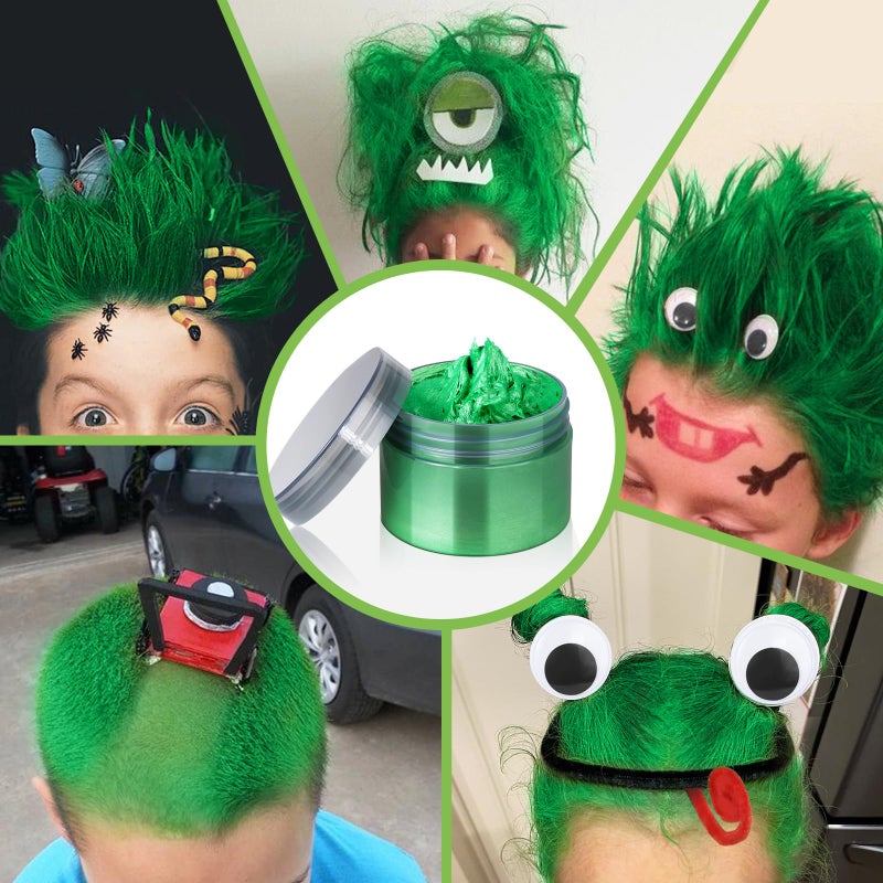 Cherocito Green Temporary Hair Color Wax Kit for Teenagers,Crazy Hair Day Accessories, Gifts for Teenagers,Instant Hair Dye Color Wax for Party, Cosplay, Halloween, Christmas,Washable Crazy Hair Style - Image 5