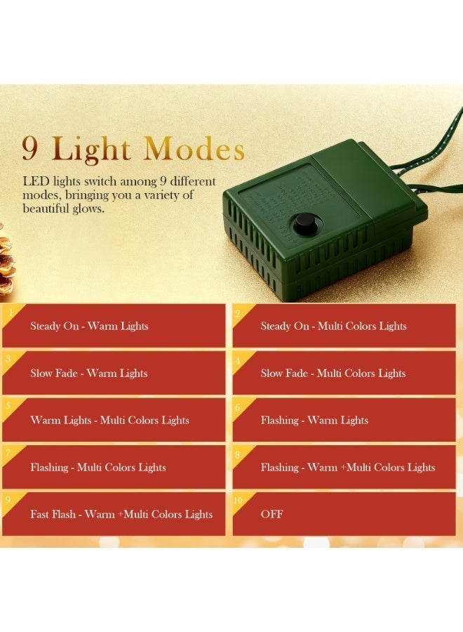 سنشر شجرة عيد الميلاد الاصطناعية من بريليت، بطول 1.8 متر/6 أقدام، مزودة بـ 350 مصباح LED أبيض دافئ ومتعدد الألوان، و9 أوضاع إضاءة، و1400 طرف فرع من البولي فينيل كلوريد، مع حامل معدني، سهلة التجميع وقابلة للطي، للاستخدام في المنزل والمكتب. - Image 5