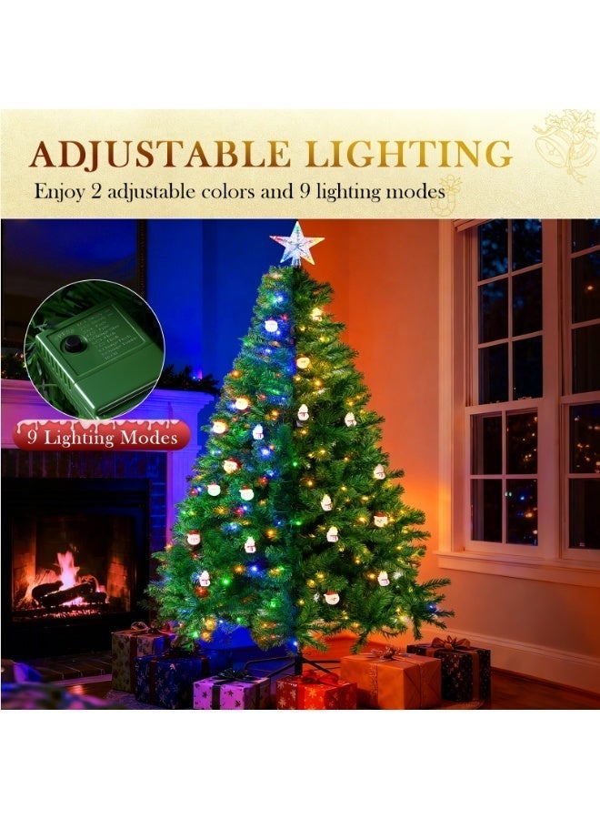 سنشر شجرة عيد الميلاد الاصطناعية من بريليت، بطول 1.8 متر/6 أقدام، مزودة بـ 350 مصباح LED أبيض دافئ ومتعدد الألوان، و9 أوضاع إضاءة، و1400 طرف فرع من البولي فينيل كلوريد، مع حامل معدني، سهلة التجميع وقابلة للطي، للاستخدام في المنزل والمكتب. - Image 4