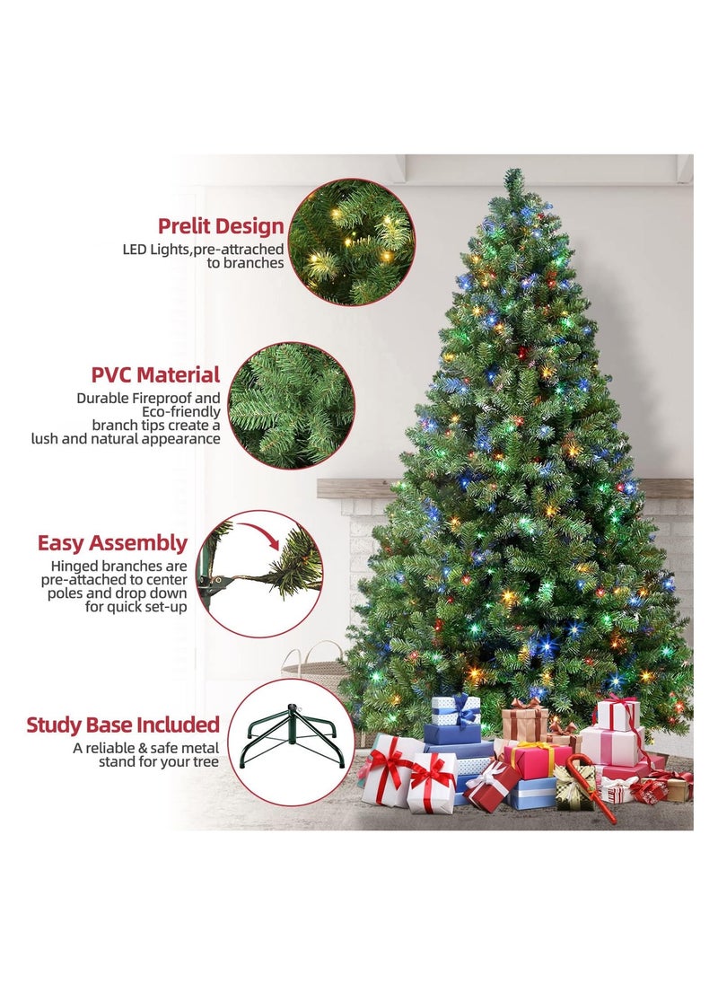 SINCHER - Prelit Christmas Tree 180cm, 1200 Branch Tips Artificial  Tree, 350 Color Changing LED Lights, Easy Assembly with Metal Stand and Hinged Branches - Image 1