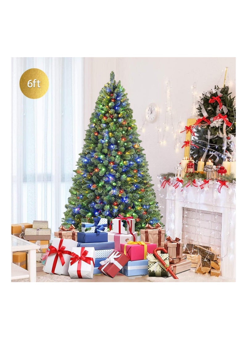 SINCHER - Prelit Christmas Tree 180cm, 1200 Branch Tips Artificial  Tree, 350 Color Changing LED Lights, Easy Assembly with Metal Stand and Hinged Branches - Image 1