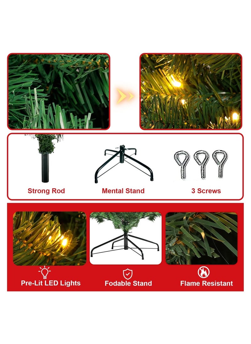 SINCHER - Prelit Christmas Tree 180cm, 1200 Branch Tips Artificial  Tree, 350 Color Changing LED Lights, Easy Assembly with Metal Stand and Hinged Branches - Image 1