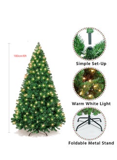 SINCHER Prelit Christmas Tree 180cm, 1200 Branch Tips Artificial  Tree, 350 Color Changing LED Lights, Easy Assembly with Metal Stand and Hinged Branches  - Image 2