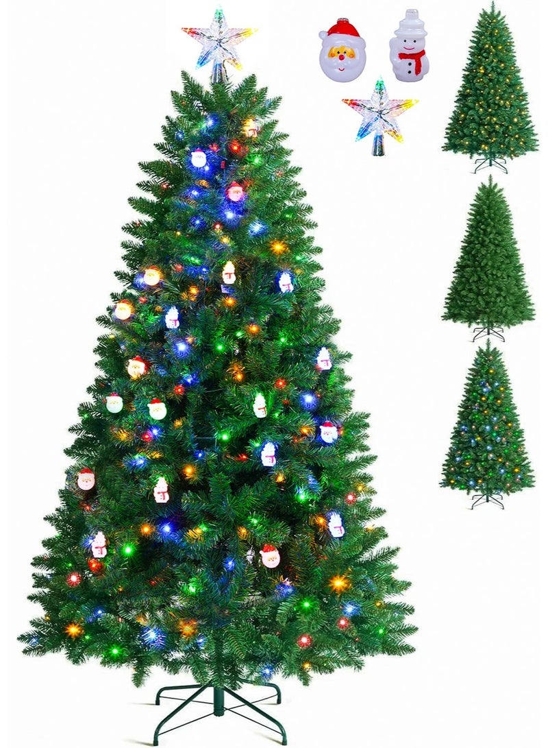 SINCHER PreLit 1.8M/6FT  Artificial Tree with 350 Warm White & Multicolor LED Lights, 9 Light Modes, 1400 PVC Branch Tips, with Metal Stand, Easy Assembly and Foldable, for Home, Office - Image 1