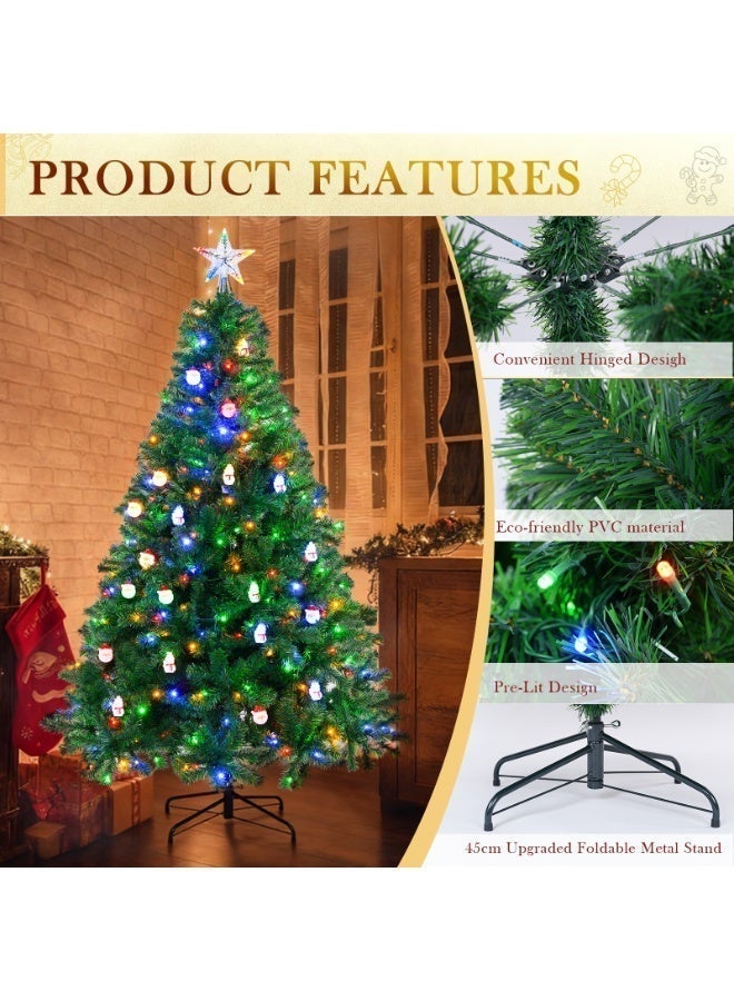 SINCHER PreLit 1.8M/6FT  Artificial Tree with 350 Warm White & Multicolor LED Lights, 9 Light Modes, 1400 PVC Branch Tips, with Metal Stand, Easy Assembly and Foldable, for Home, Office - Image 2
